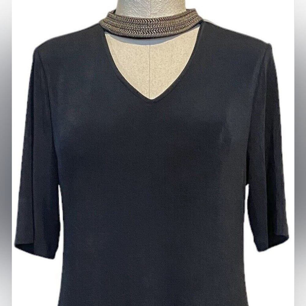 Chicos sz 3 Travelers embroidered neck band dress India Ink sz 16 new with tags - Picture 3 of 12